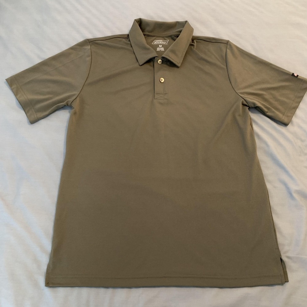 Dickies Polo Shirt Mens‎ Medium Green Genuine Workwear Polyester Short Sleeve